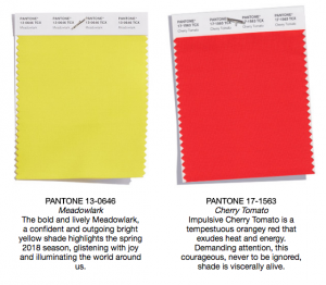Pantone colors meadowlark and cherry tomato