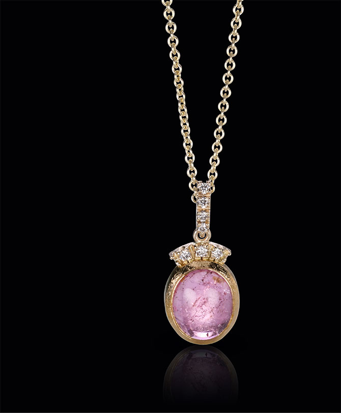 Justin Brown pink tourmaline pendant