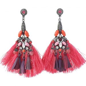 Badgley Mischka pink fringe earrings