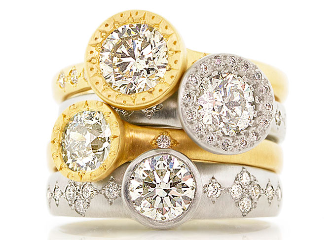 diamond semimounts in 18k gold and platinum