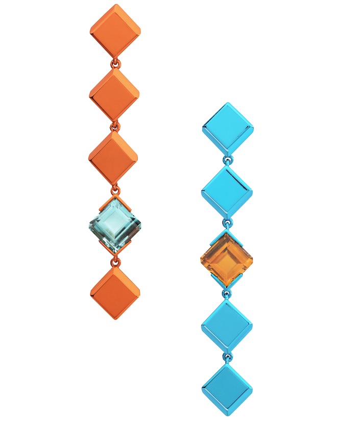 The Rock Hound Chromanteq blue and orange earrings | JCK On Your Market