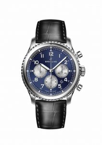 Breitling Navitimer 8 B01 with blue dial and black alligator leather strap