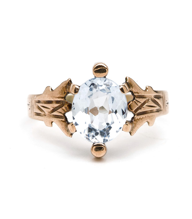Sofia Kaman vintage victorian aquamarine boho ring