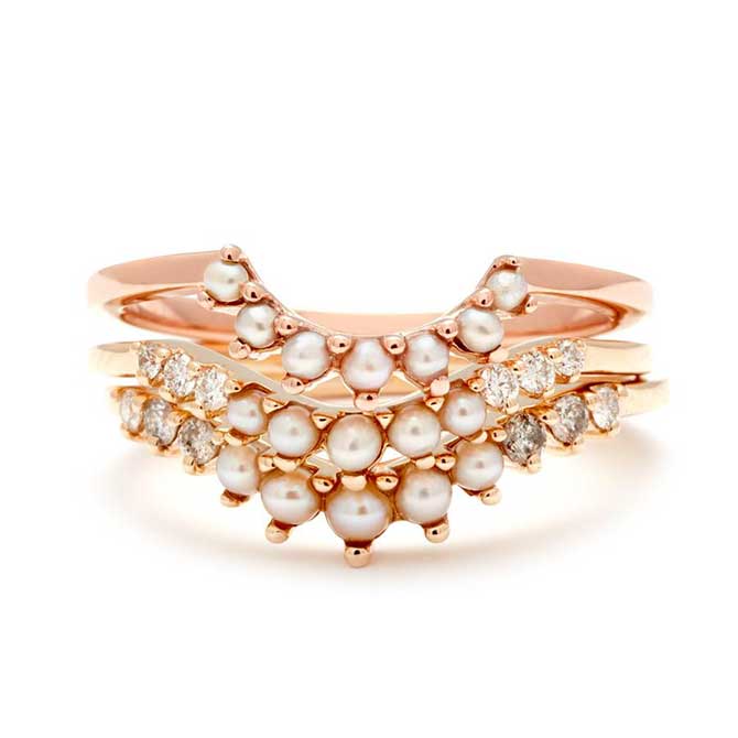 Anna Sheffield pearl nesting suite ring stack