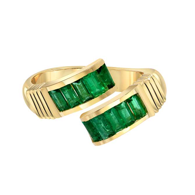 Retrouvai Buckle Emerald Ring