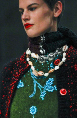 Prada fall 2017 runway show shell necklaces