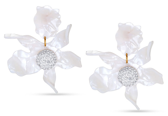 lele sadoughi mother of pearl crystal lily earrings