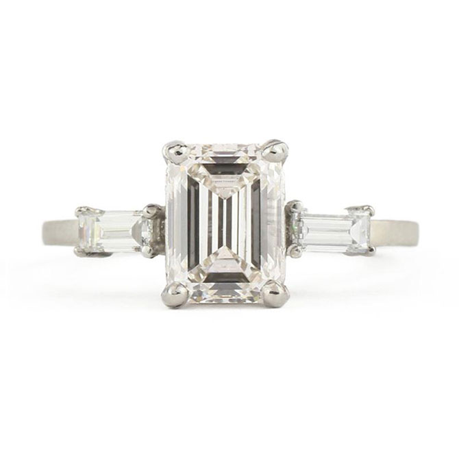 Jennifer Dawes three stone engagement ring