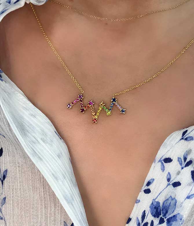 M Spalten rainbow sapphire necklace