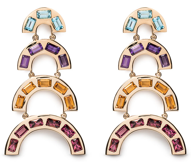 Brent Neale rainbow tiered earrings