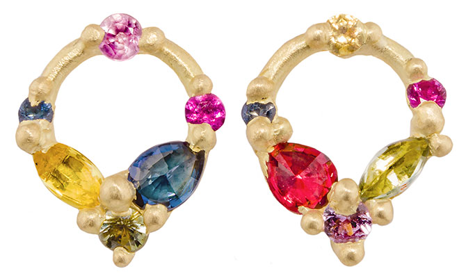 polly wales sapphire wreath earrings