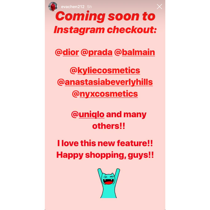 Instagram Checkout current brands