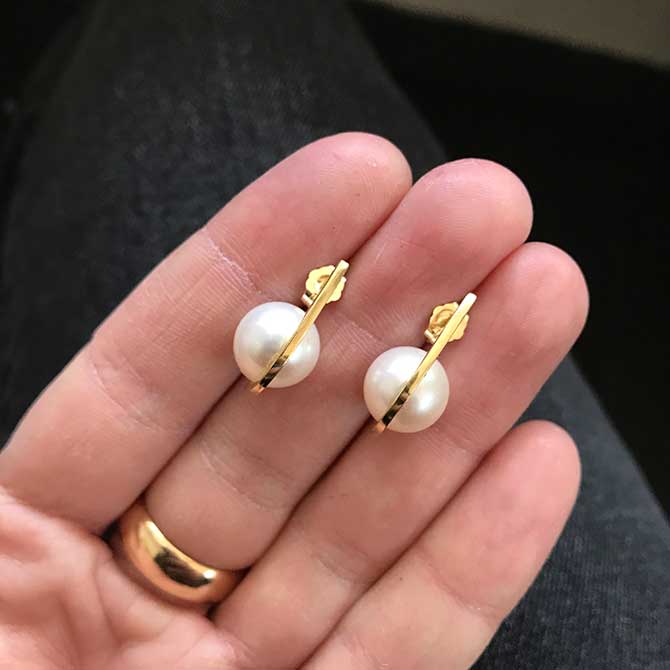 Katey Walker wip pearl studs Katey Walker wip pearl studs
