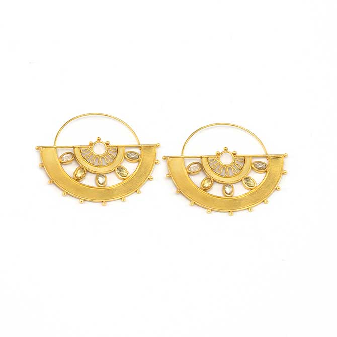 Linda Hoj Wheel in the Sky gold earrings