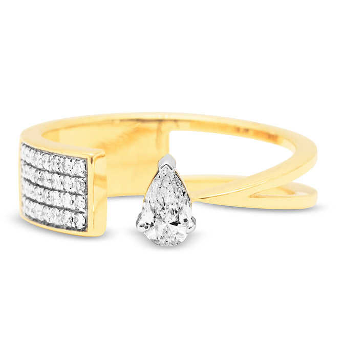 Swati Dhanak Floating pear diamond ring Swati Dhanak Floating pear diamond ring