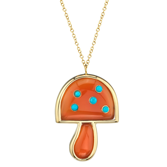 Brent Neale carnelian and turquoise mushroom pendant Brent Neale carnelian and turquoise mushroom pendant