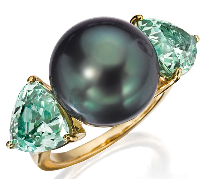 assael tahitian and green garnet ring
