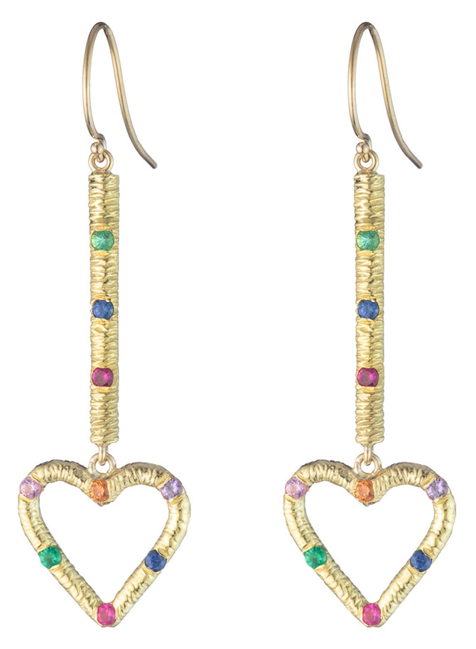 brent neale heart gemstone earrings