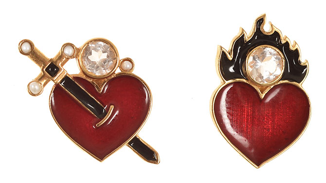 percossi papi red enamel heart earrings
