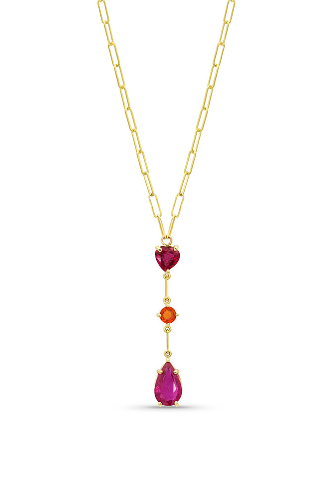 M Spalten 3 Stone Gemstone Lariat M Spalten 3 Stone Gemstone Lariat