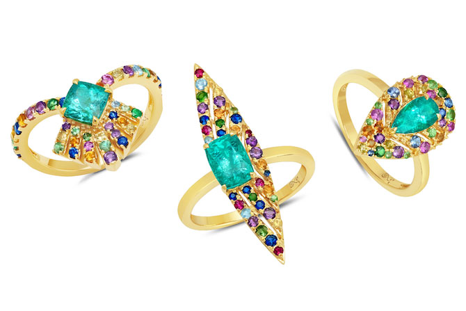 Graziela multi tourmaline rings