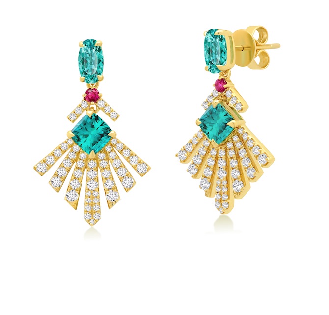 Graziela tourmaline and ruby earrings