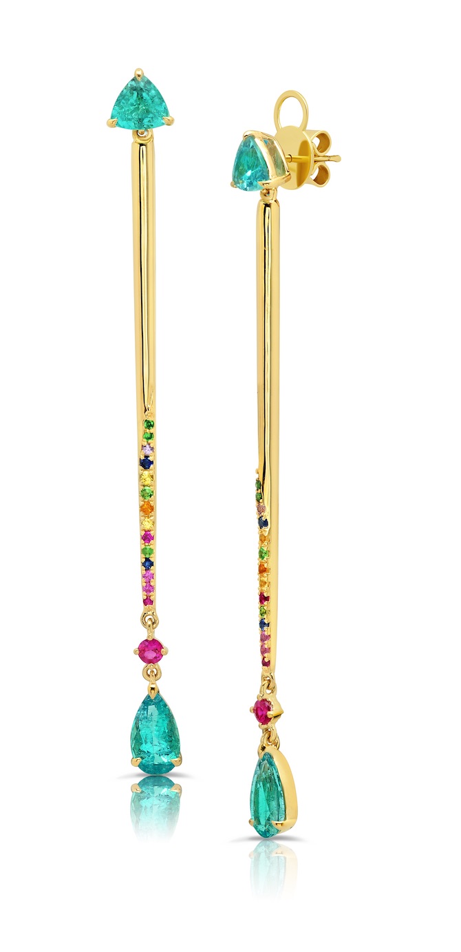 Graziela trillion and pear tourmaline earrings