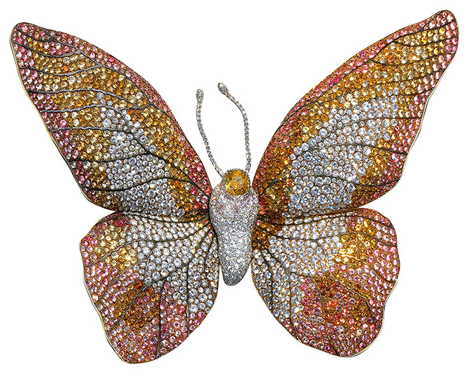 JAR multigem butterfly brooch