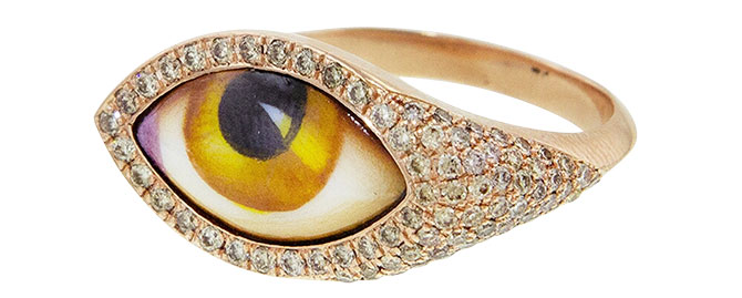 Lito amber enamel evil eye ring