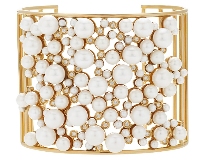 Nancy Newberg pearl diamond cluster cuff