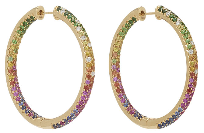 Robinson Pelham rainbow disco multi gemstone hoops