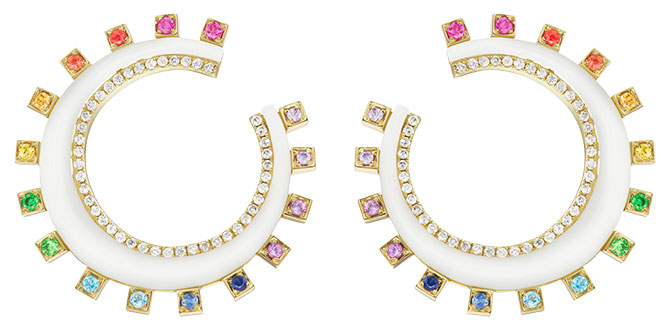 Sorellina monroe crescent rainbow earrings