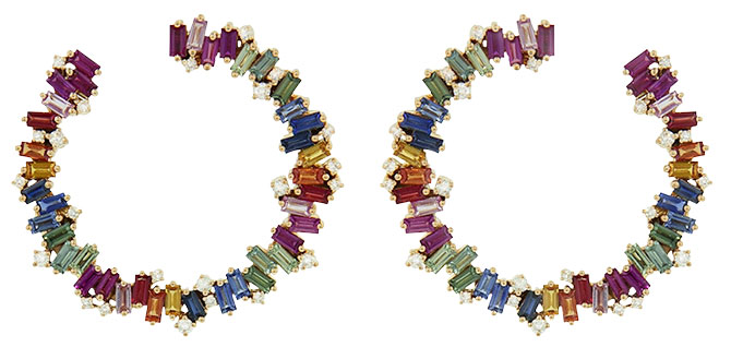 Suzanne Kalan rainbow sapphire spiral hoops