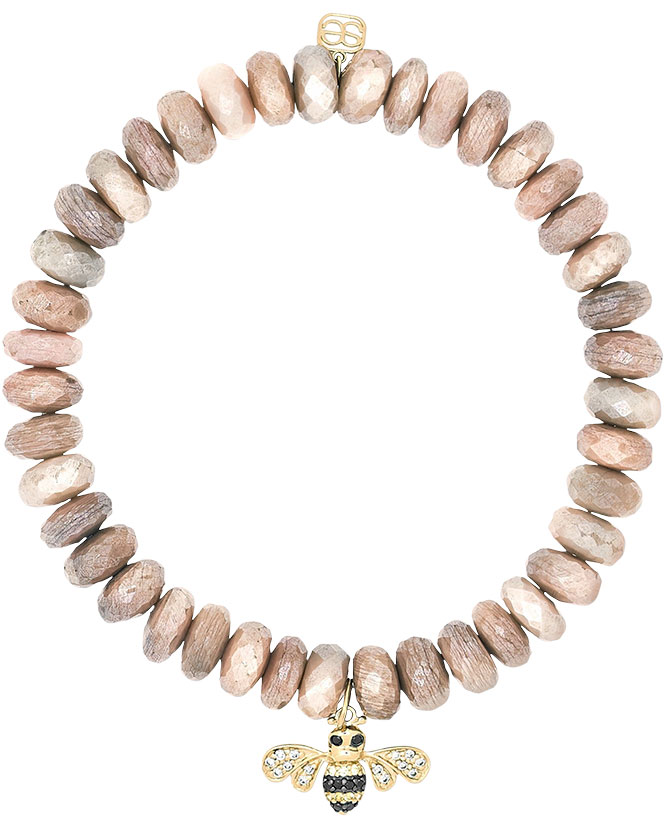 Sydney Evan moonstone bracelet with bee charm
