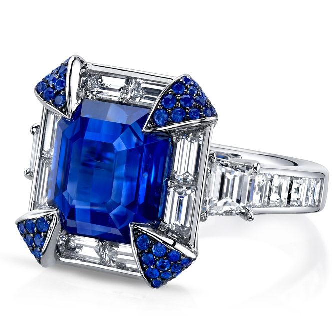Omi Prive platinum sapphire and diamond ring
