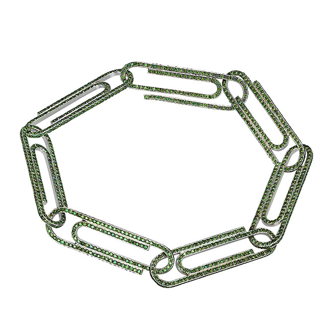 Jacob Co x Virgil green diamond paper clip bracelet