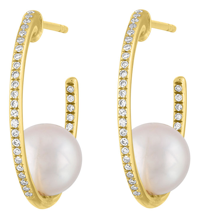 Eden Presley diamond pearl hoops