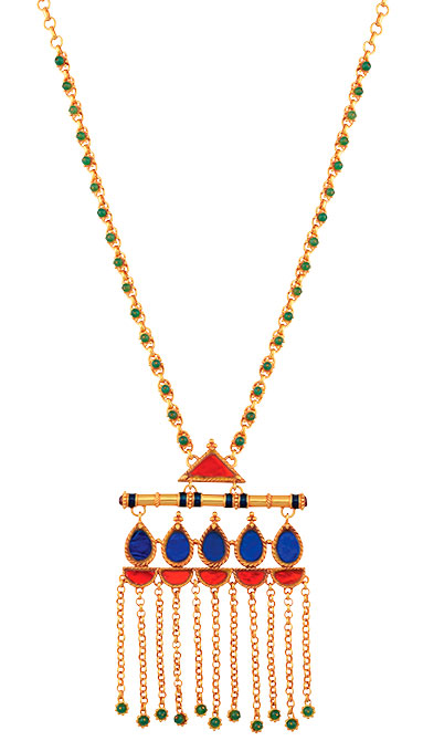 Tribe Amrapali lotus ball drop chain tassel pendant
