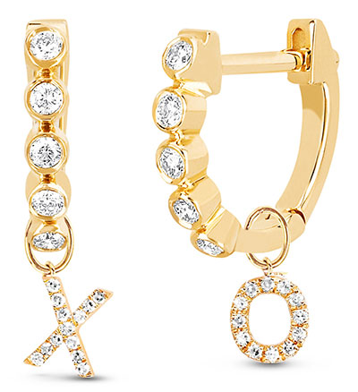 EF Collection XO diamond mini bezel huggies EF Collection XO diamond mini bezel huggies