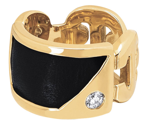 Hoorsenbuhs lounge leather diamond kiss ring