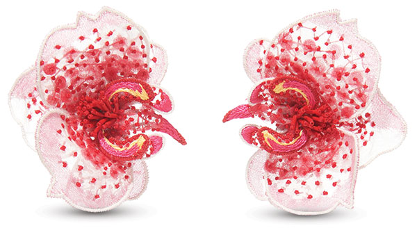Mignonne Gavigan pink red orchid earrings Mignonne Gavigan pink red orchid earrings