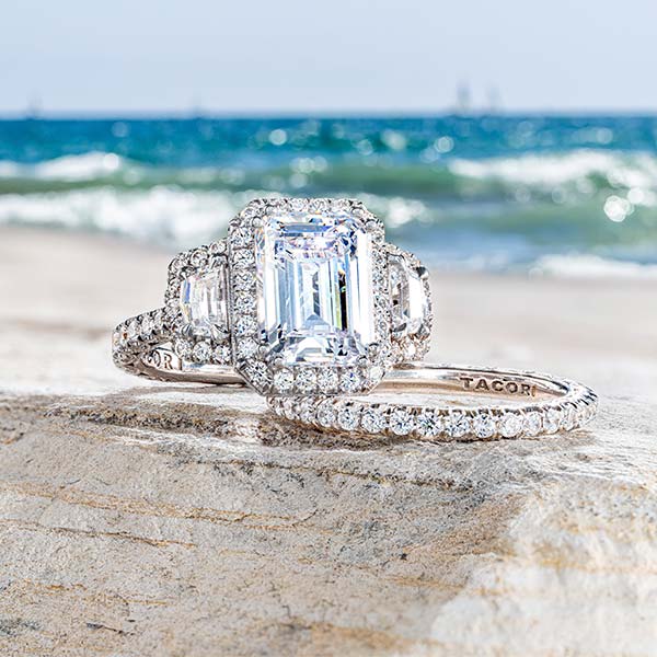 Tacori engagement set on beach
