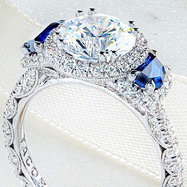 Tacori three stone ring with sapphires