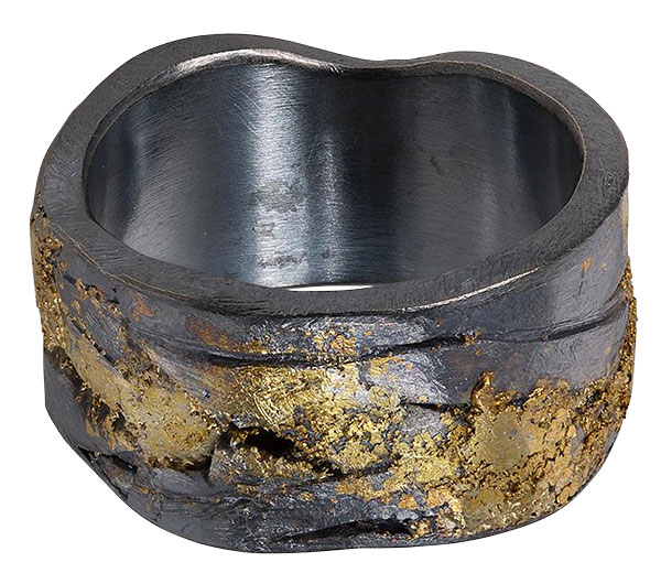 Todd Reed organic mens band in silver and 22k gold