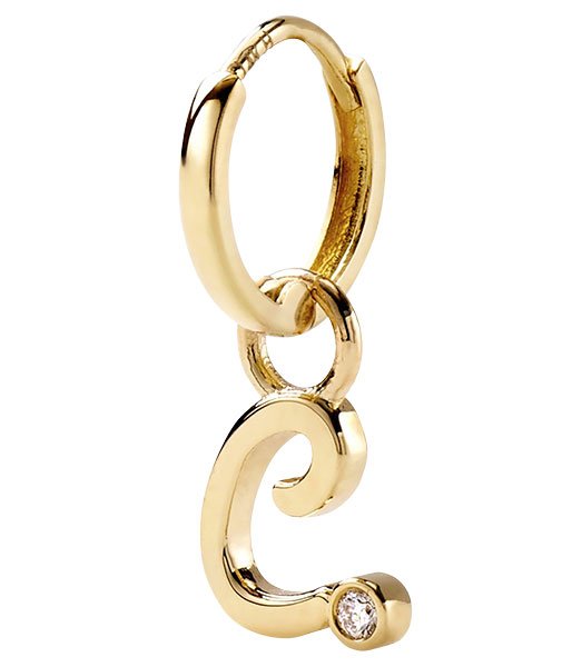 Alison Lou diamond bezel letter huggy