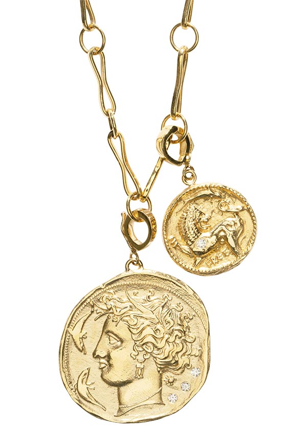 Azlee goddess coin pendant and animal kingdom charm