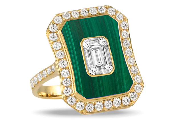 Doves malachite diamond ring