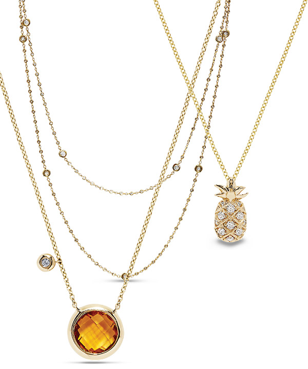 Effy layering diamond gemstone necklaces Effy layering diamond gemstone necklaces