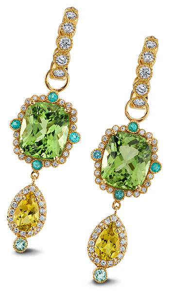 Erica Courtney Lily Pad peridot tourmaline earrings Erica Courtney Lily Pad peridot tourmaline earrings