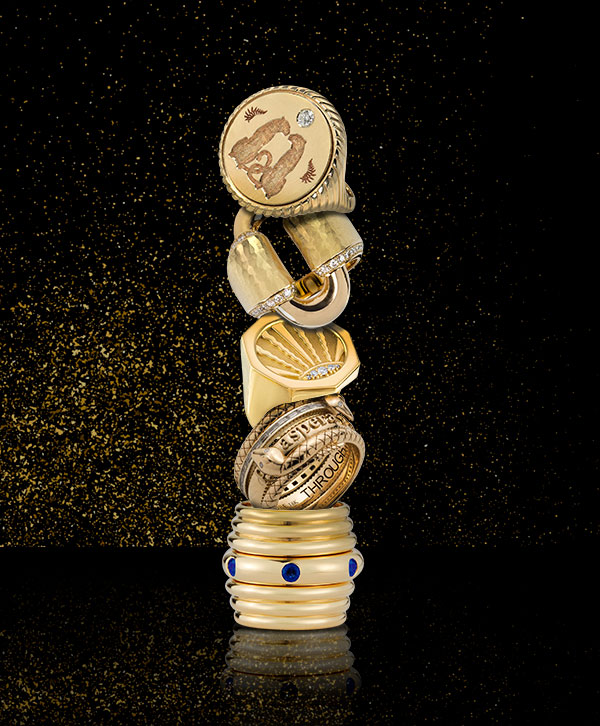 Gold statement rings
